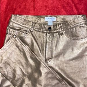 100% Leather Gold pants Hugo Buscati